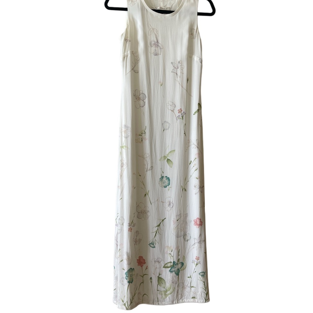 Max Studio Floral Sleeveless Maxi Dress White Pastel Flowing Lightweight Size S